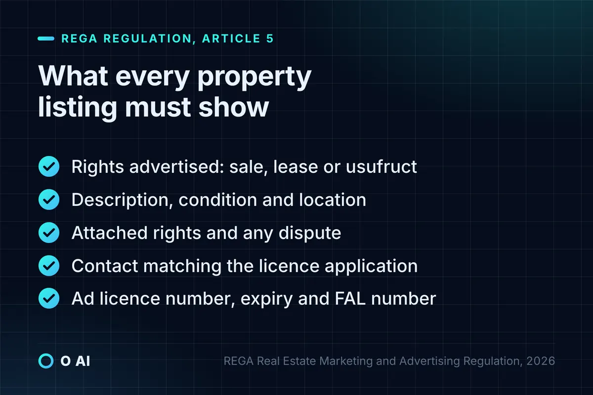 Card: each listing shows the rights advertised, property details, attached rights, matching contact and licence numbers.